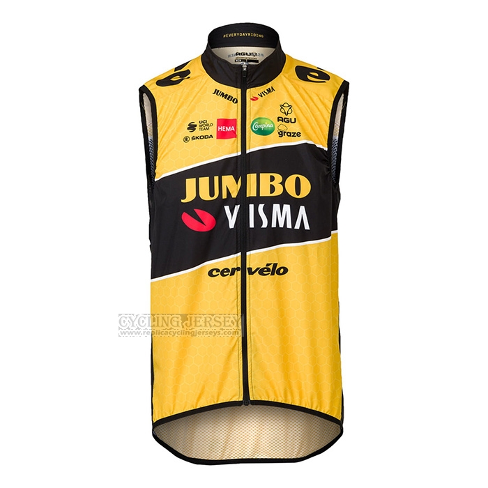 2022 Wind Vest Jumbo Visma Yellow Short Sleeve and Bib Short